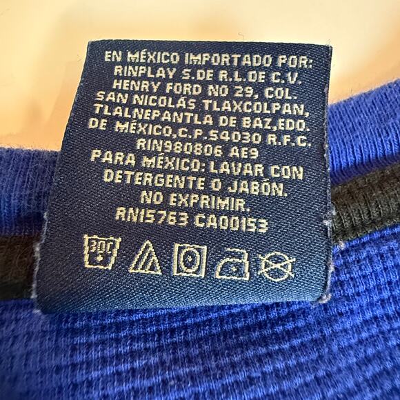 Polo Ralph Lauren Blue Waffle Knit Thermal Shirt L Lounge Sleep Top Minimalist - Picture 5 of 7